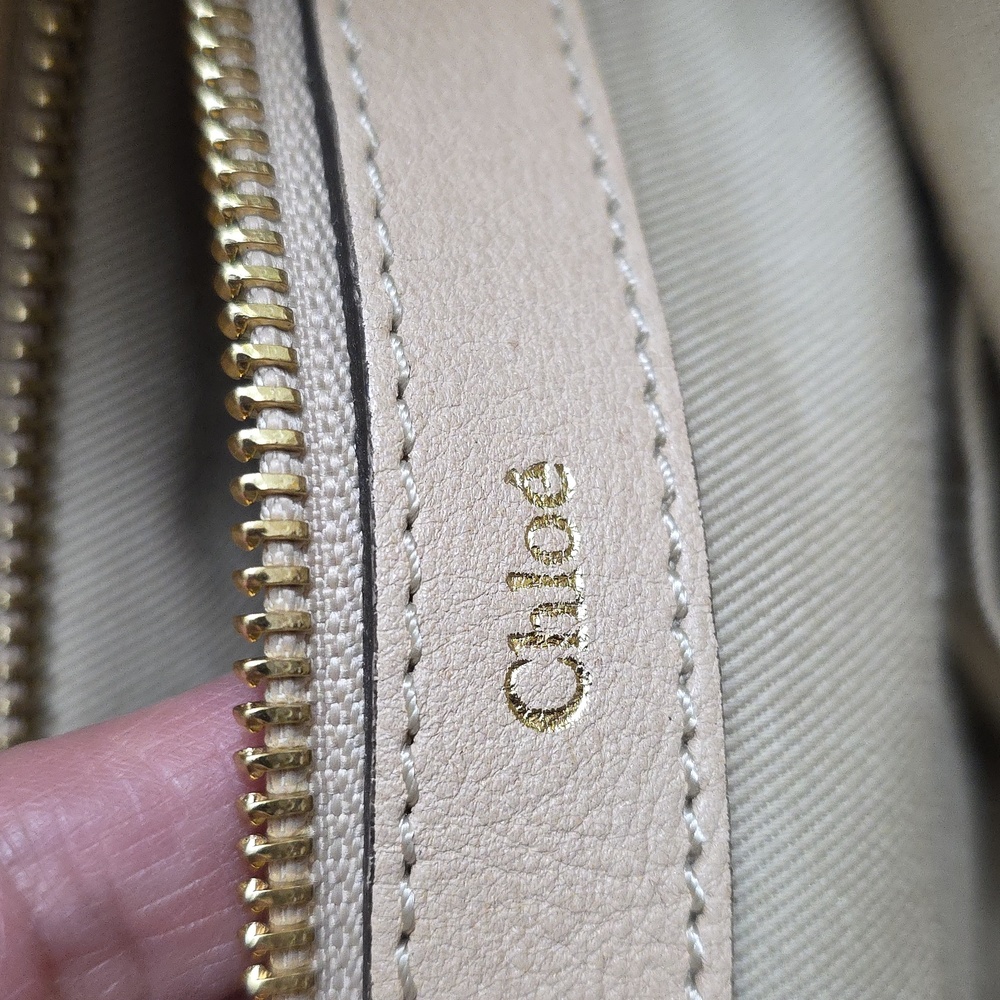 Chloe | Beige Pebblegrained Shoulder Bag - Picture 12 of 16
